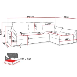 Garnero Arredamenti Divano letto 3 posti 240x145cm matrimoniale angolare velluto a coste rosa Appia Velluto Poso Rosa Clearance