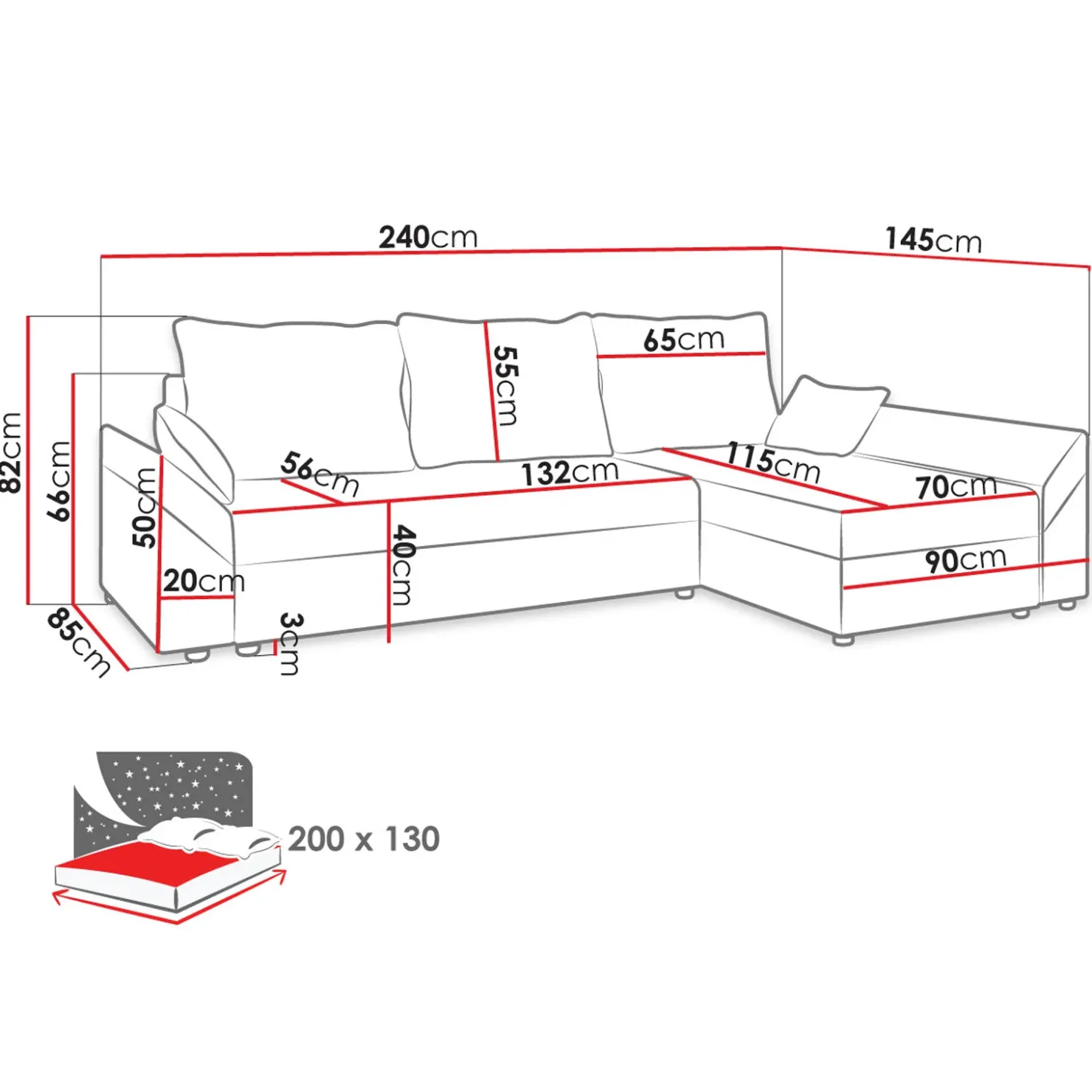 Garnero Arredamenti Divano letto 3 posti 240x145cm matrimoniale angolare velluto a coste rosa Appia Velluto Poso Rosa Clearance