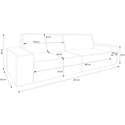 Garnero Arredamenti Divano letto 3 posti 257x106cm velluto a coste beige Snuggle Velluto a Coste Poso Beige Hot
