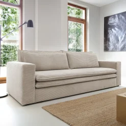 Garnero Arredamenti Divano letto 3 posti 244x95cm velluto a coste beige Restful Velluto a Coste Poso Beige
