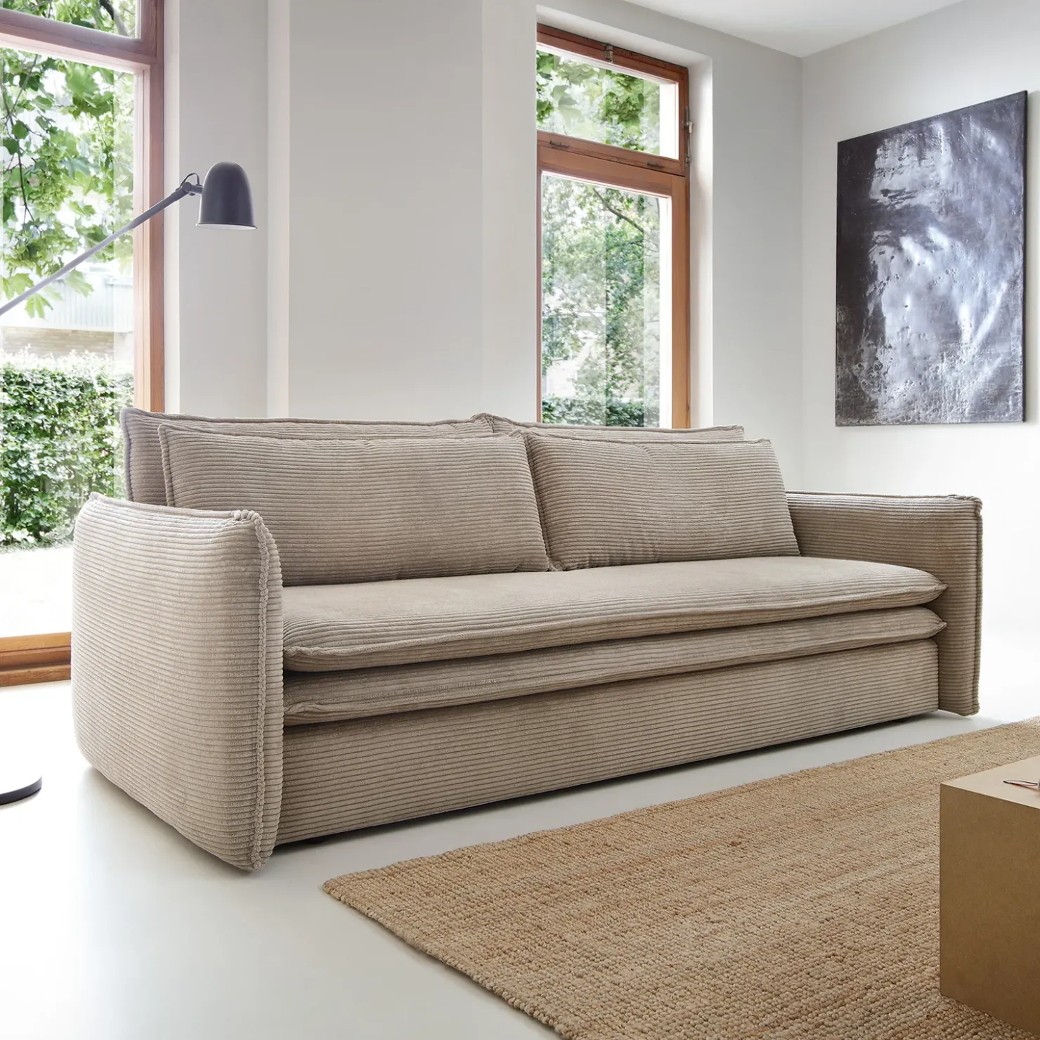 Garnero Arredamenti Divano letto 3 posti 229x103cm velluto a coste tortora Softure Sale