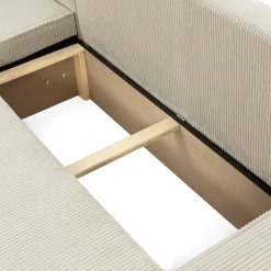 Garnero Arredamenti Divano letto angolare 3 posti 244x145cm con box contenitore velluto a coste beige Ploffy Outlet