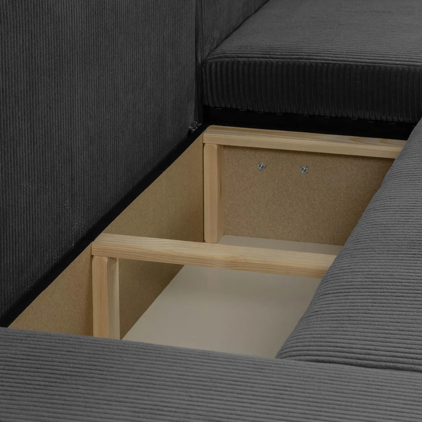 Garnero Arredamenti Divano letto angolare 5 posti 312x145cm con contenitore a coste antracite Slurp Velluto Poso Antracite Hot