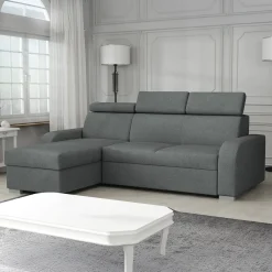 Garnero Arredamenti Divano letto angolare 3 posti 235x170cm con box contenitore grigio Tebro Discount