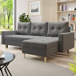 Garnero Arredamenti Divano letto angolare 3 posti 231x147cm con box contenitore grigio Venezia Online