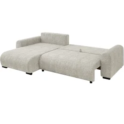 Garnero Arredamenti Divano letto angolare 4 posti 285x188cm con contenitore Soft Tessuto Bouclé Beige Chiaro Outlet