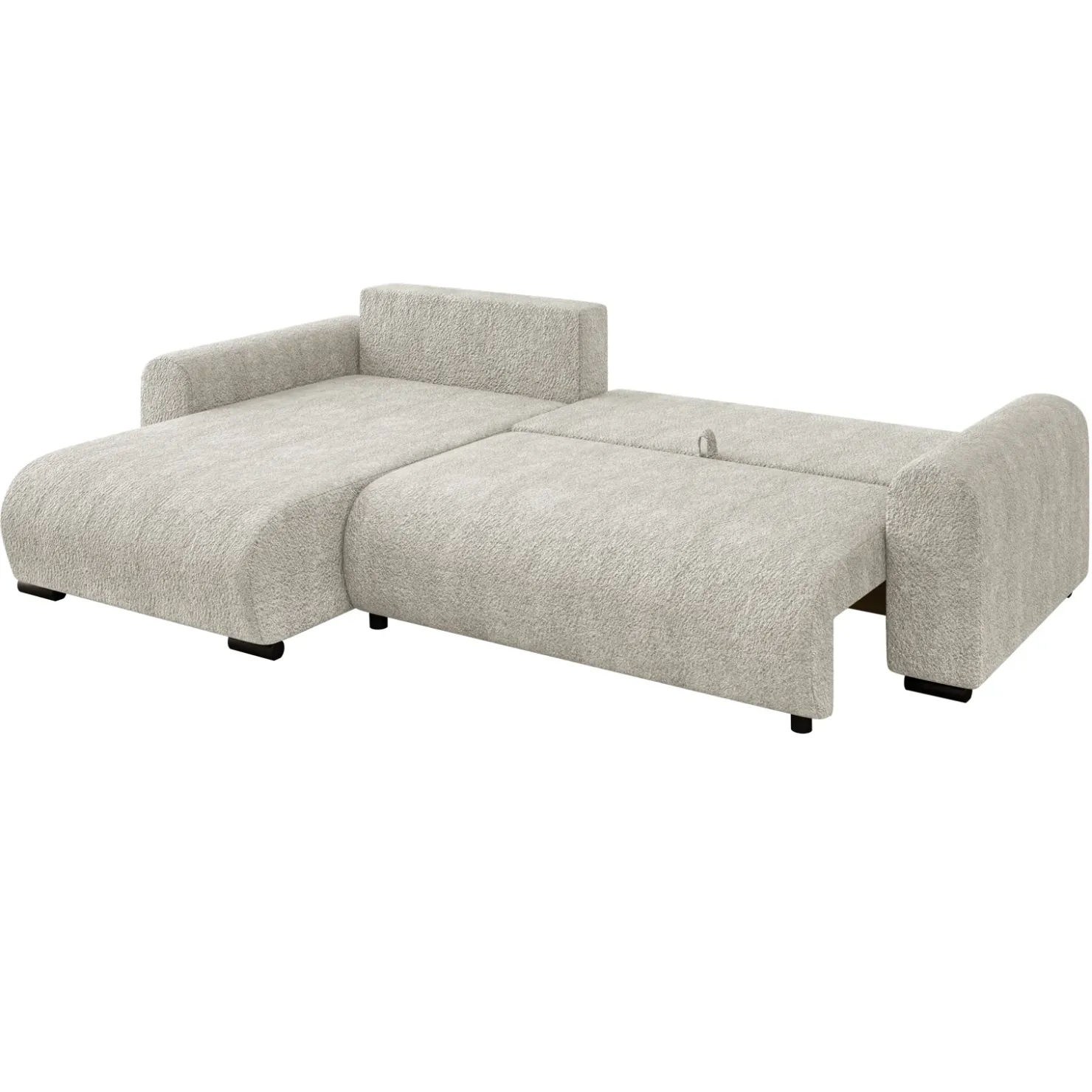 Garnero Arredamenti Divano letto angolare 4 posti 285x188cm con contenitore Soft Tessuto Bouclé Beige Chiaro Outlet