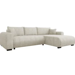 Garnero Arredamenti Divano letto angolare 4 posti 285x188cm con contenitore Soft Tessuto Bouclé Beige Chiaro Outlet