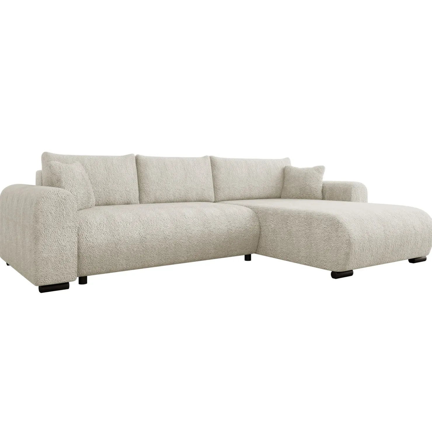 Garnero Arredamenti Divano letto angolare 4 posti 285x188cm con contenitore Soft Tessuto Bouclé Beige Chiaro Outlet