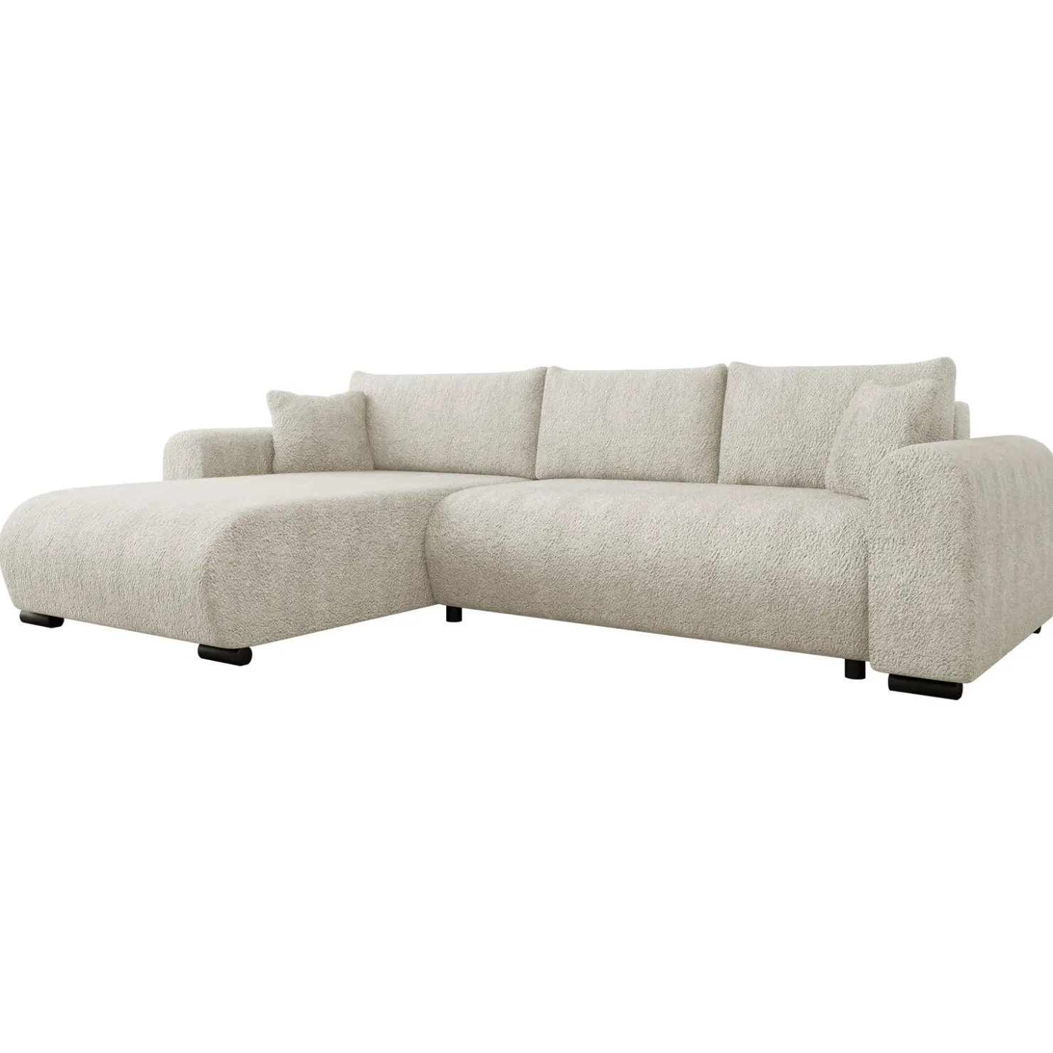 Garnero Arredamenti Divano letto angolare 4 posti 285x188cm con contenitore Soft Tessuto Bouclé Beige Chiaro Outlet