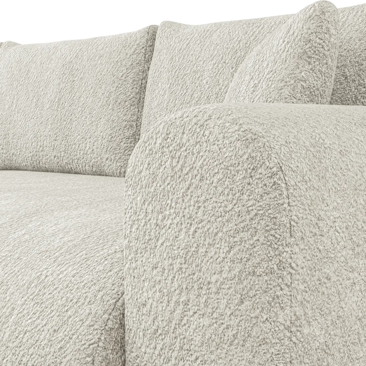 Garnero Arredamenti Divano letto angolare 4 posti 285x188cm con contenitore Soft Tessuto Bouclé Beige Chiaro Outlet