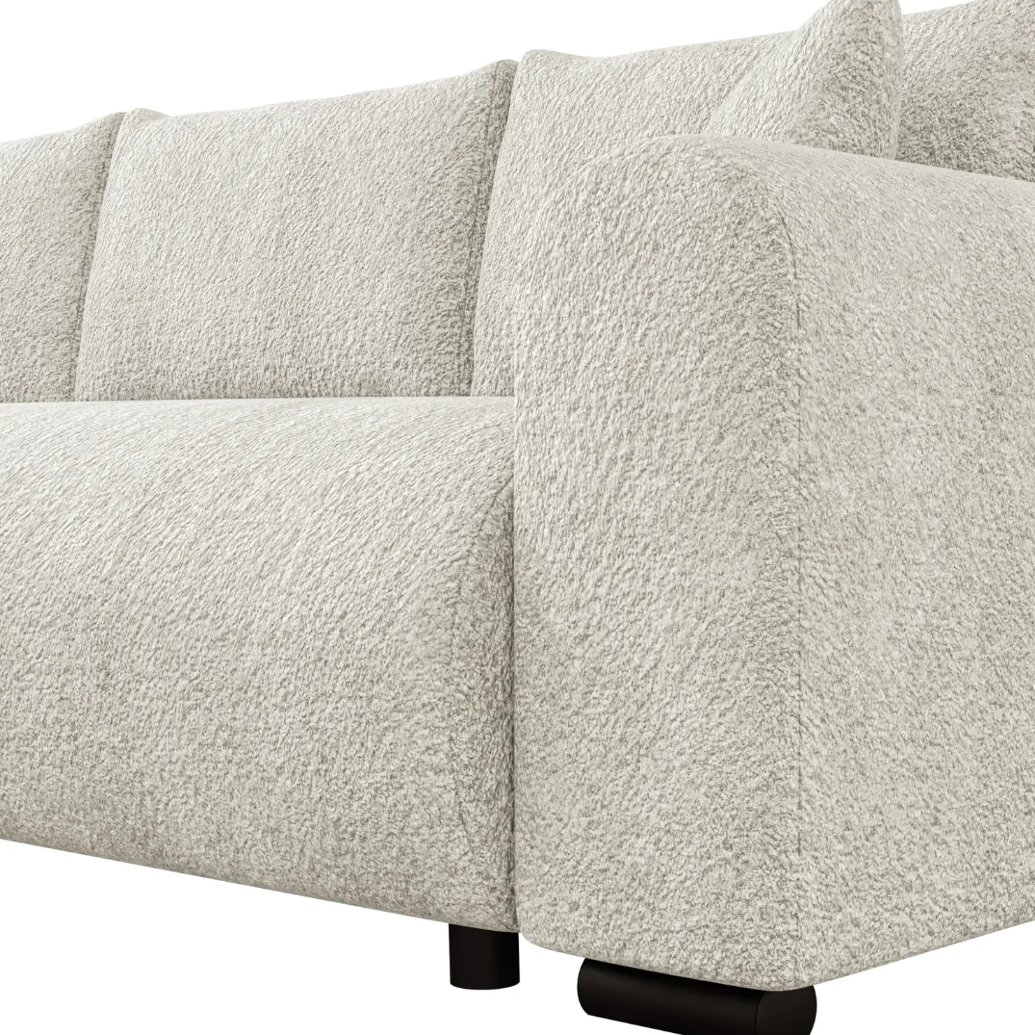 Garnero Arredamenti Divano letto angolare 4 posti 285x188cm con contenitore Soft Tessuto Bouclé Beige Chiaro Outlet