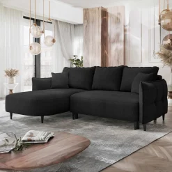 Garnero Arredamenti Divano letto angolare 3 posti 244x165cm tessuto grigio antracite Lollypop Tessuto Peluche Onega Antracite Clearance