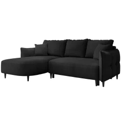 Garnero Arredamenti Divano letto angolare 3 posti 244x165cm tessuto grigio antracite Lollypop Tessuto Peluche Onega Antracite Clearance