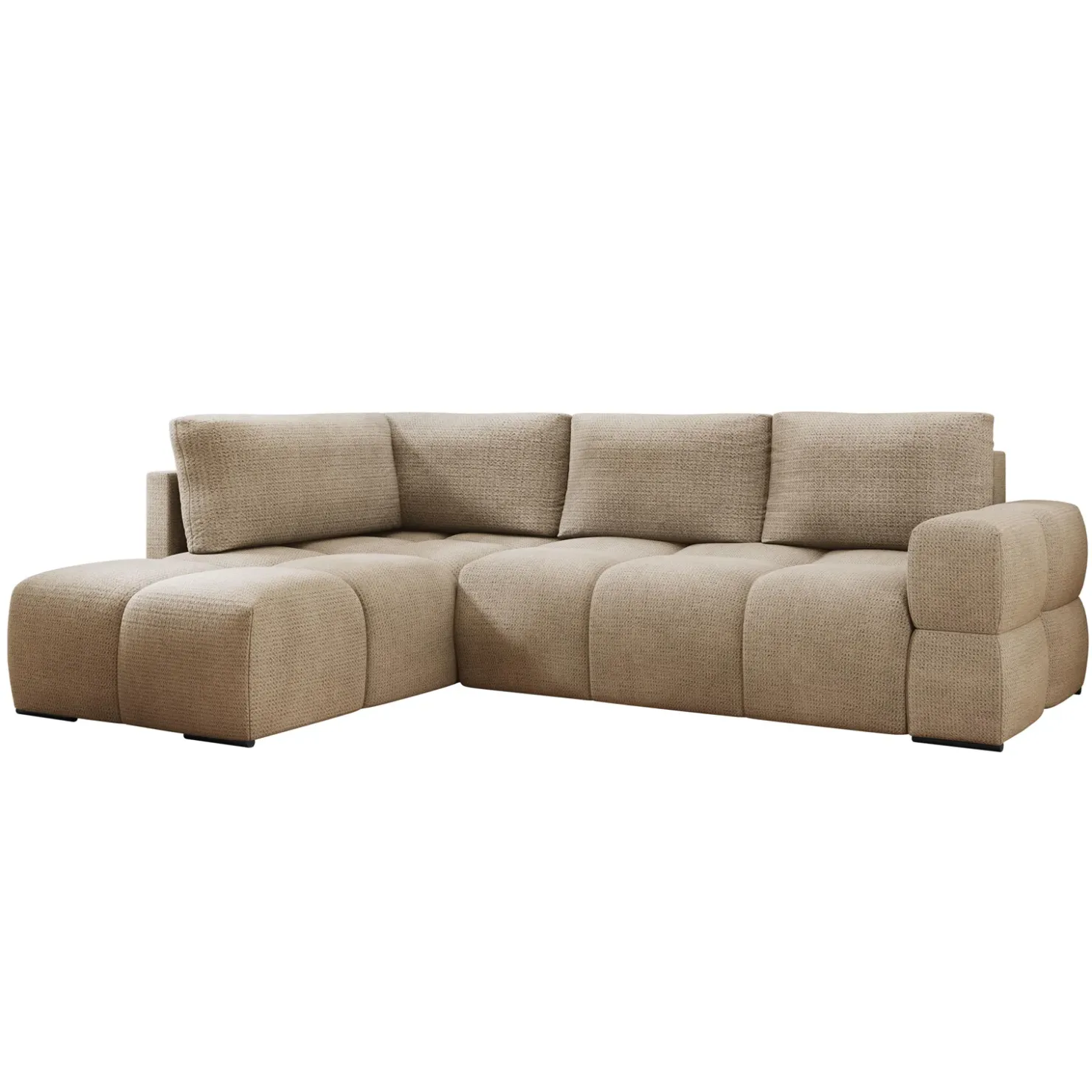 Garnero Arredamenti Divano letto angolare 3 posti 267x185cm box contenitore beige sabbia Sottovoce Tessuto Artico Beige Sabbia New