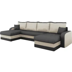 Garnero Arredamenti Divano letto angolare 5 posti 304cm contenitore grigio écru Assunta Tessuto Vellutato Alova Grigio Beige New