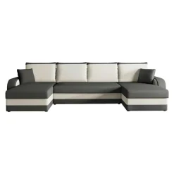 Garnero Arredamenti Divano letto angolare 5 posti 304cm contenitore grigio écru Assunta Tessuto Vellutato Alova Grigio Beige New