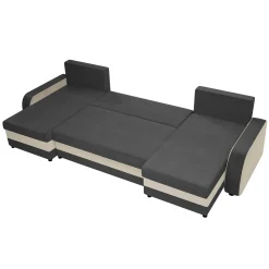 Garnero Arredamenti Divano letto angolare 5 posti 304cm contenitore grigio écru Assunta Tessuto Vellutato Alova Grigio Beige New