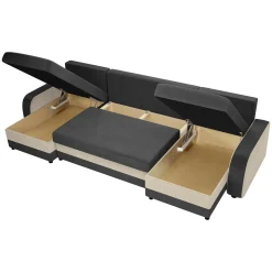 Garnero Arredamenti Divano letto angolare 5 posti 304cm contenitore grigio écru Assunta Tessuto Vellutato Alova Grigio Beige New