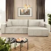 Garnero Arredamenti Divano letto angolare 4 posti 272x145cm con box contenitore velluto a coste beige Ploffy Discount