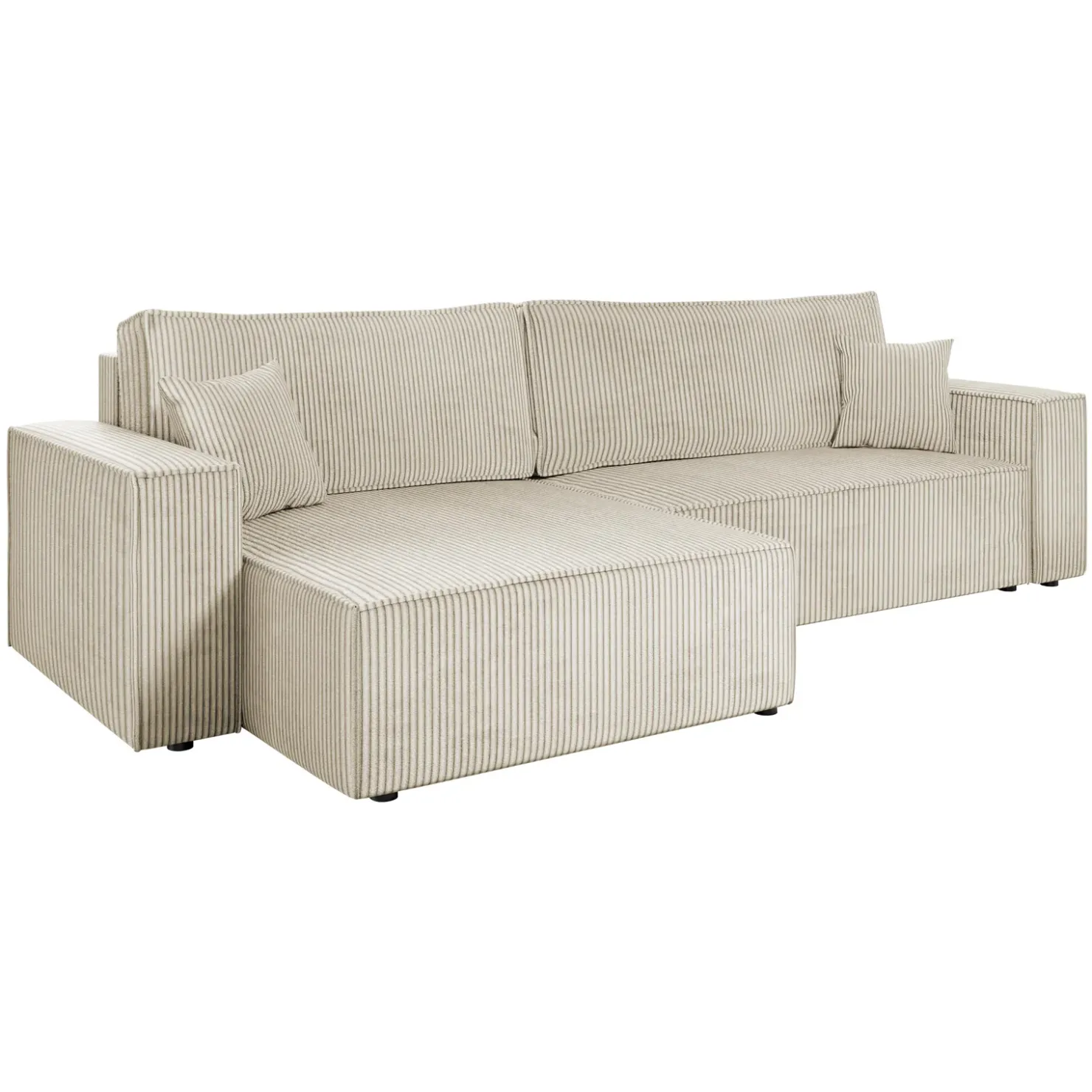 Garnero Arredamenti Divano letto angolare 4 posti 272x145cm con box contenitore velluto a coste beige Ploffy Discount