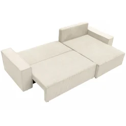 Garnero Arredamenti Divano letto angolare 4 posti 272x145cm con box contenitore velluto a coste beige Ploffy Discount