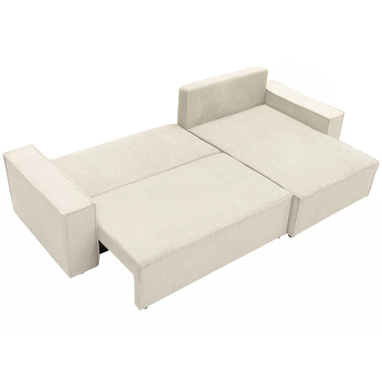 Garnero Arredamenti Divano letto angolare 4 posti 272x145cm con box contenitore velluto a coste beige Ploffy Discount