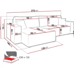Garnero Arredamenti Divano letto angolare 4 posti 272x145cm con box contenitore velluto a coste beige Ploffy Discount
