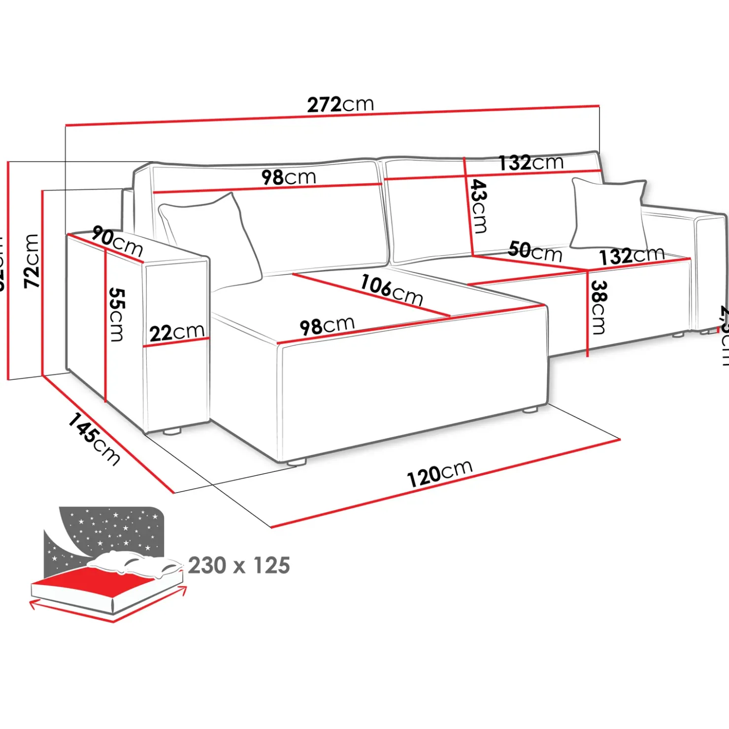 Garnero Arredamenti Divano letto angolare 4 posti 272x145cm con box contenitore velluto a coste beige Ploffy Discount