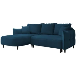 Garnero Arredamenti Divano letto angolare 3 posti 244x165cm tessuto blu Lollypop Tessuto Peluche Onega Blu Best