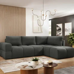 Garnero Arredamenti Divano letto angolare 3 posti 267x185cm box contenitore antracite Sottovoce Tessuto Artico Antracite Best