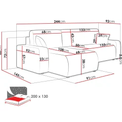 Garnero Arredamenti Divano letto angolare 3 posti 244x145cm con contenitore a coste antracite Slurp Velluto Poso Antracite New