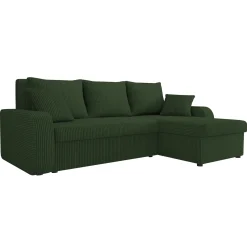 Garnero Arredamenti Divano letto angolare 3 posti 238x147cm con contenitore a coste verde Flow Velluto Poso Verde