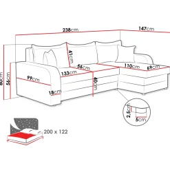 Garnero Arredamenti Divano letto angolare 3 posti 238x147cm con contenitore a coste verde Flow Velluto Poso Verde