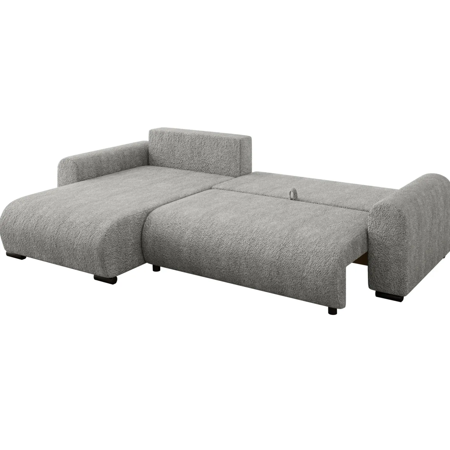 Garnero Arredamenti Divano letto angolare 4 posti 285x188cm con contenitore Soft Tessuto Bouclé Grigio chiaro Outlet