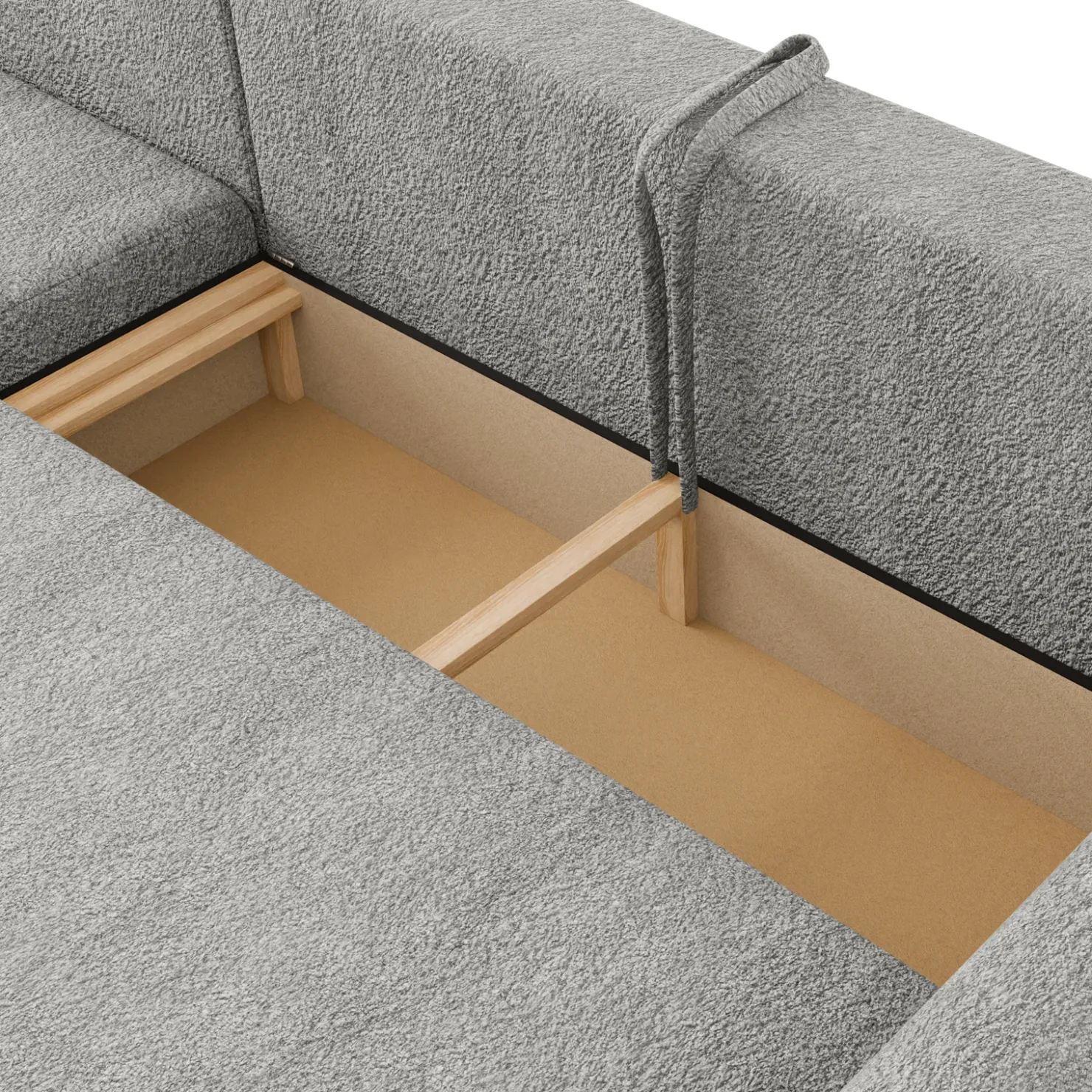 Garnero Arredamenti Divano letto angolare 4 posti 285x188cm con contenitore Soft Tessuto Bouclé Grigio chiaro Outlet