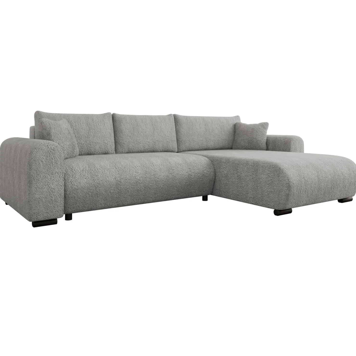 Garnero Arredamenti Divano letto angolare 4 posti 285x188cm con contenitore Soft Tessuto Bouclé Grigio chiaro Outlet