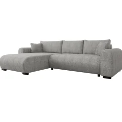 Garnero Arredamenti Divano letto angolare 4 posti 285x188cm con contenitore Soft Tessuto Bouclé Grigio chiaro Outlet