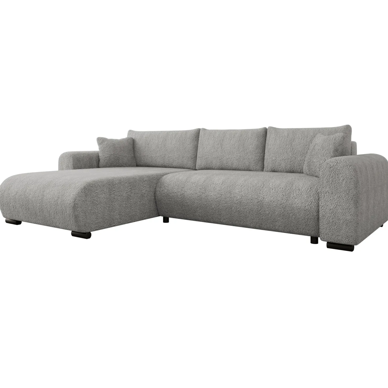 Garnero Arredamenti Divano letto angolare 4 posti 285x188cm con contenitore Soft Tessuto Bouclé Grigio chiaro Outlet