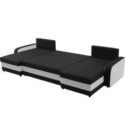 Garnero Arredamenti Divano letto angolare 5 posti 304cm contenitore nero ecru Assunta Tessuto Vellutato Alova Nero Beige Sale