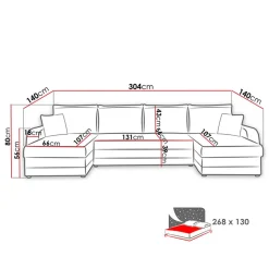Garnero Arredamenti Divano letto angolare 5 posti 304cm contenitore nero ecru Assunta Tessuto Vellutato Alova Nero Beige Sale