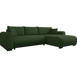 Garnero Arredamenti Divano letto angolare 4 posti 285x188cm con contenitore tessuto velluto a coste verde Soft Velluto a Coste Poso Verde Hot