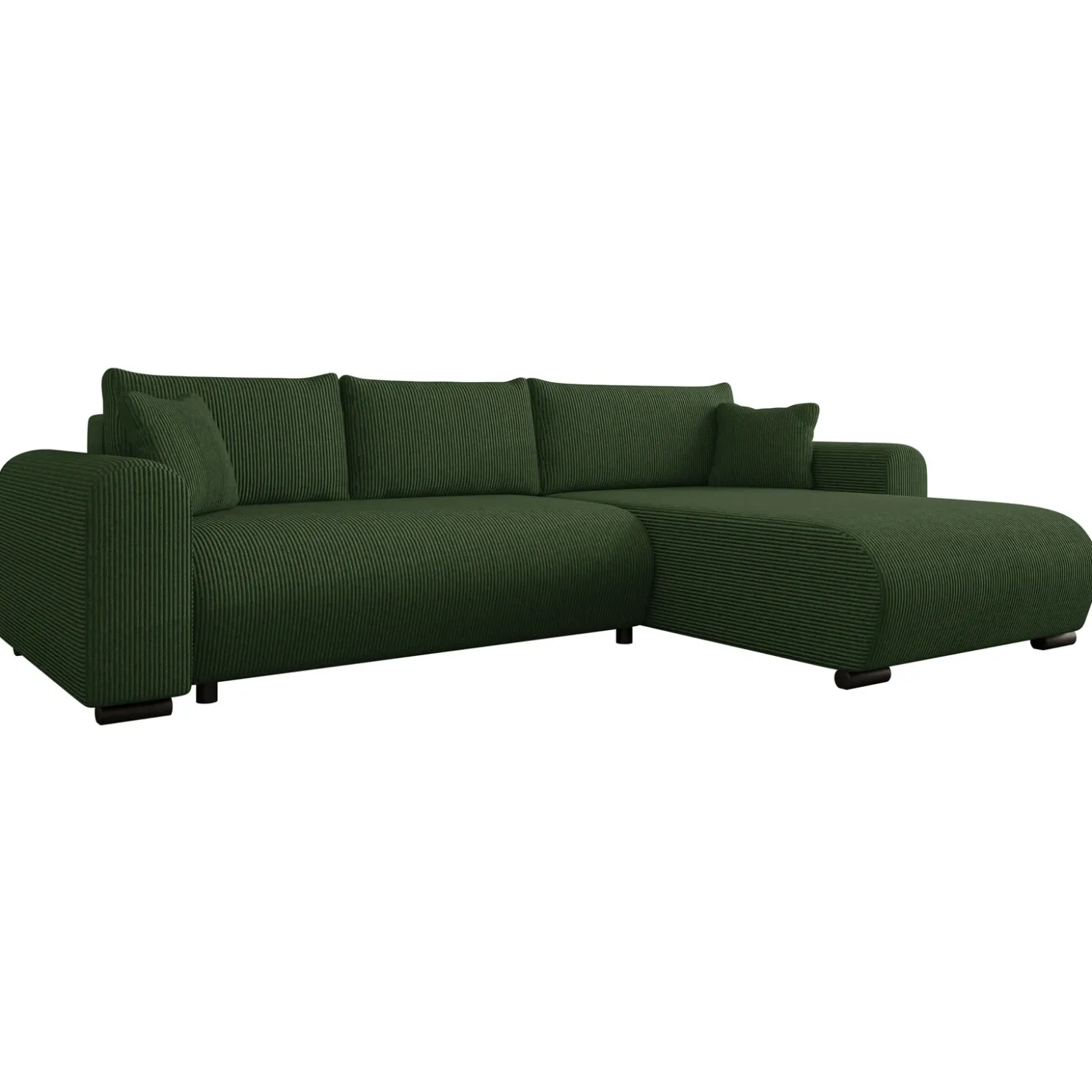 Garnero Arredamenti Divano letto angolare 4 posti 285x188cm con contenitore tessuto velluto a coste verde Soft Velluto a Coste Poso Verde Hot
