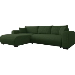 Garnero Arredamenti Divano letto angolare 4 posti 285x188cm con contenitore tessuto velluto a coste verde Soft Velluto a Coste Poso Verde Hot