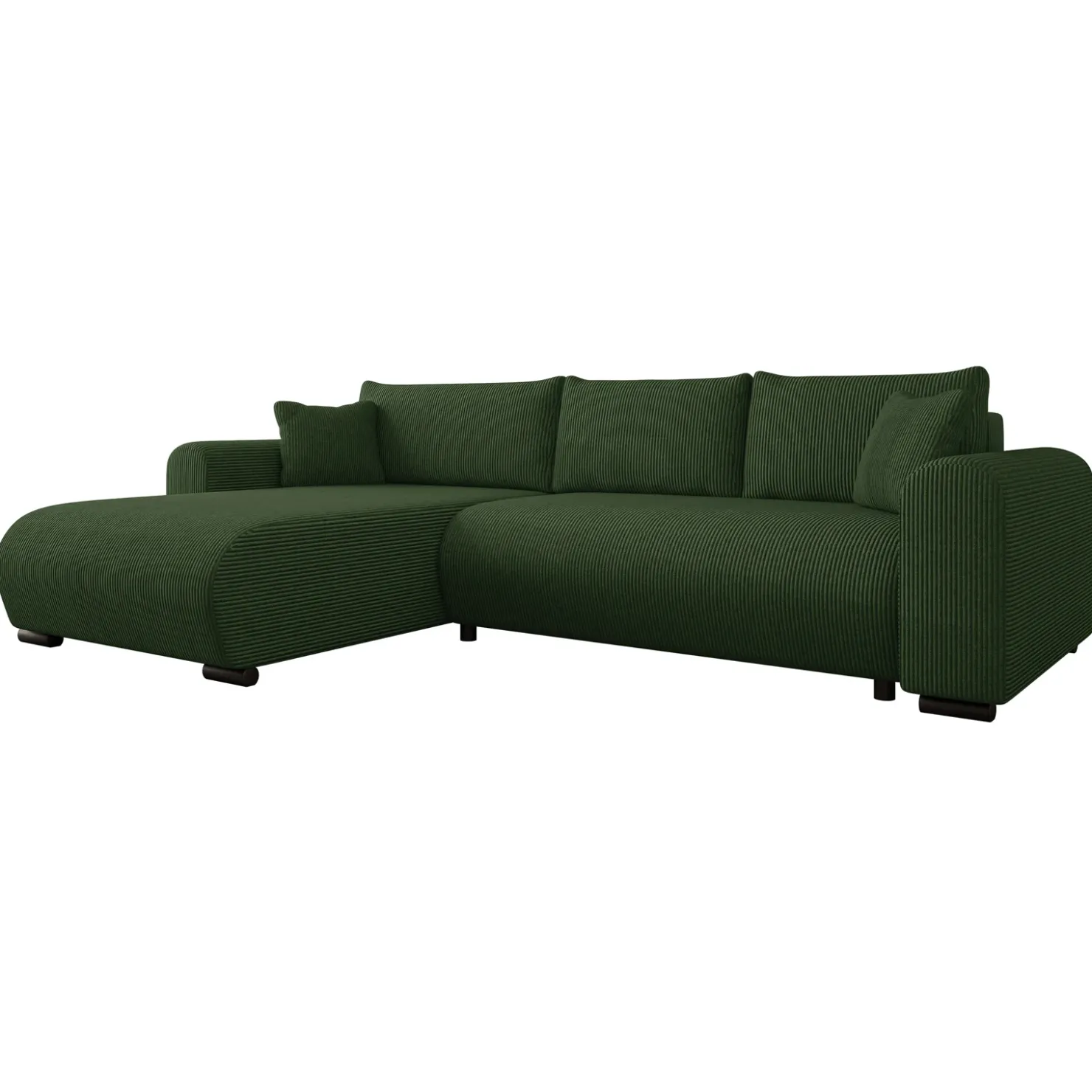 Garnero Arredamenti Divano letto angolare 4 posti 285x188cm con contenitore tessuto velluto a coste verde Soft Velluto a Coste Poso Verde Hot
