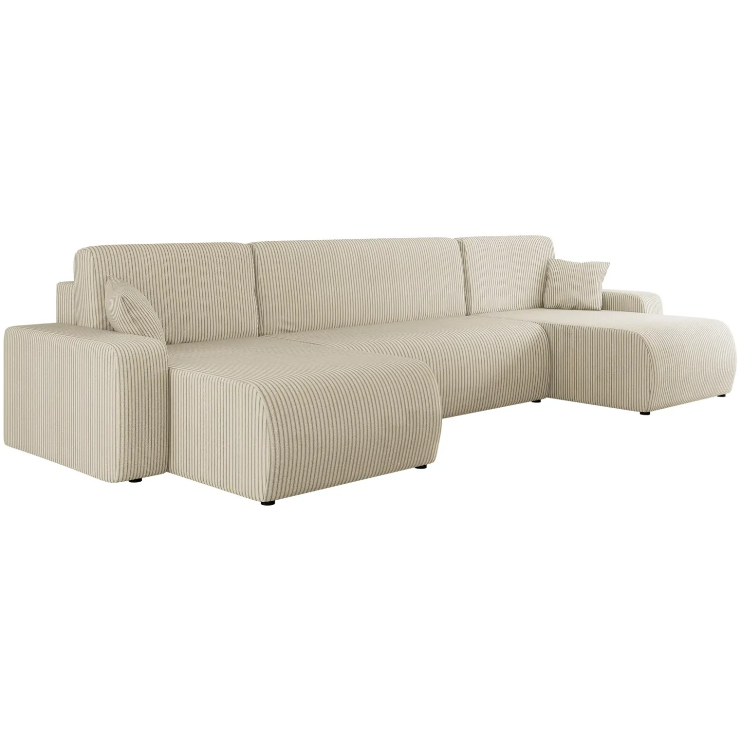 Garnero Arredamenti Divano letto angolare 5 posti 312x145cm con contenitore a coste beige Slurp Velluto Poso Beige New
