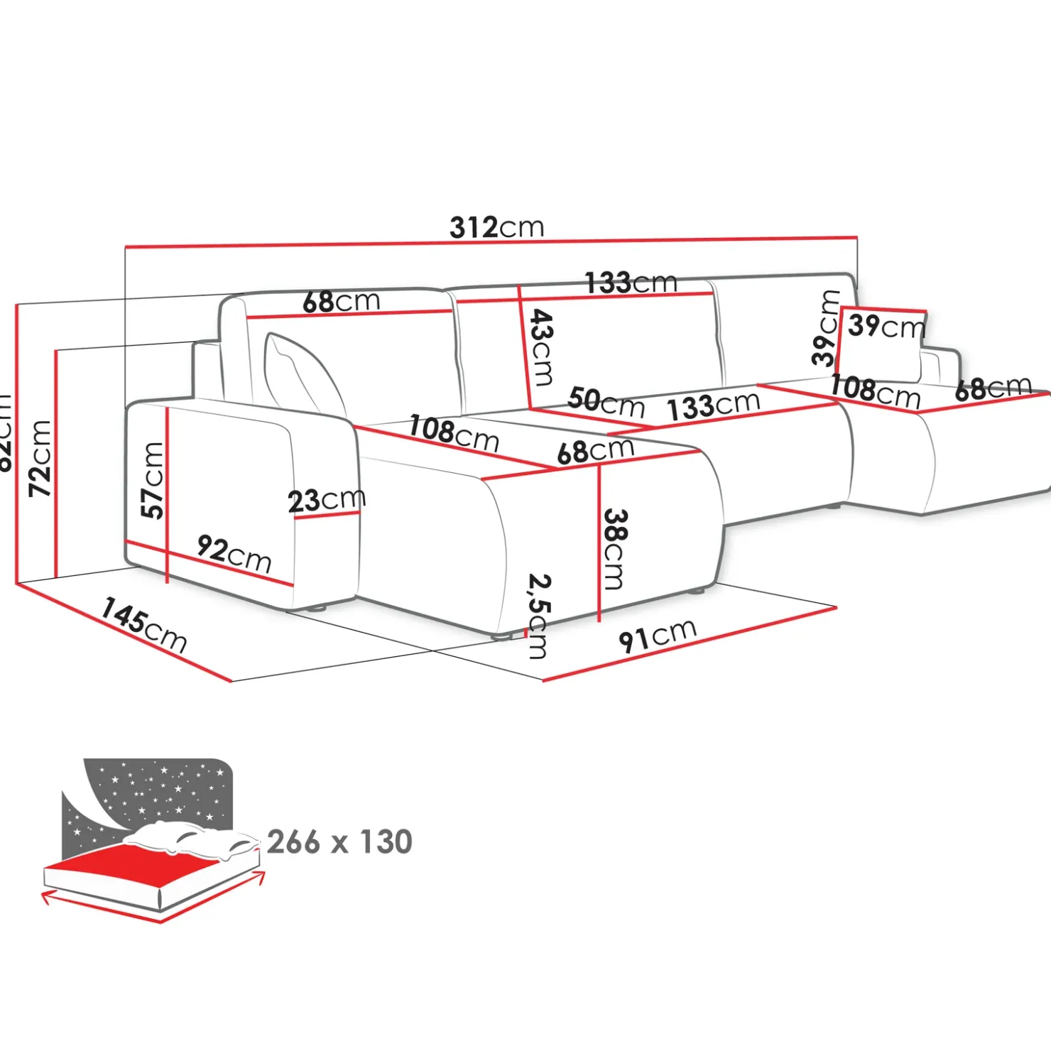 Garnero Arredamenti Divano letto angolare 5 posti 312x145cm con contenitore a coste beige Slurp Velluto Poso Beige New