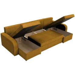 Garnero Arredamenti Divano letto angolare 5 posti 304cm con contenitore velluto a coste senape Assunta Velluto Poso Senape Sale