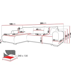 Garnero Arredamenti Divano letto angolare 4 posti 285x188cm con contenitore a trama spessa bianco Soft Tessuto Flow a Trama Spessa Bianco