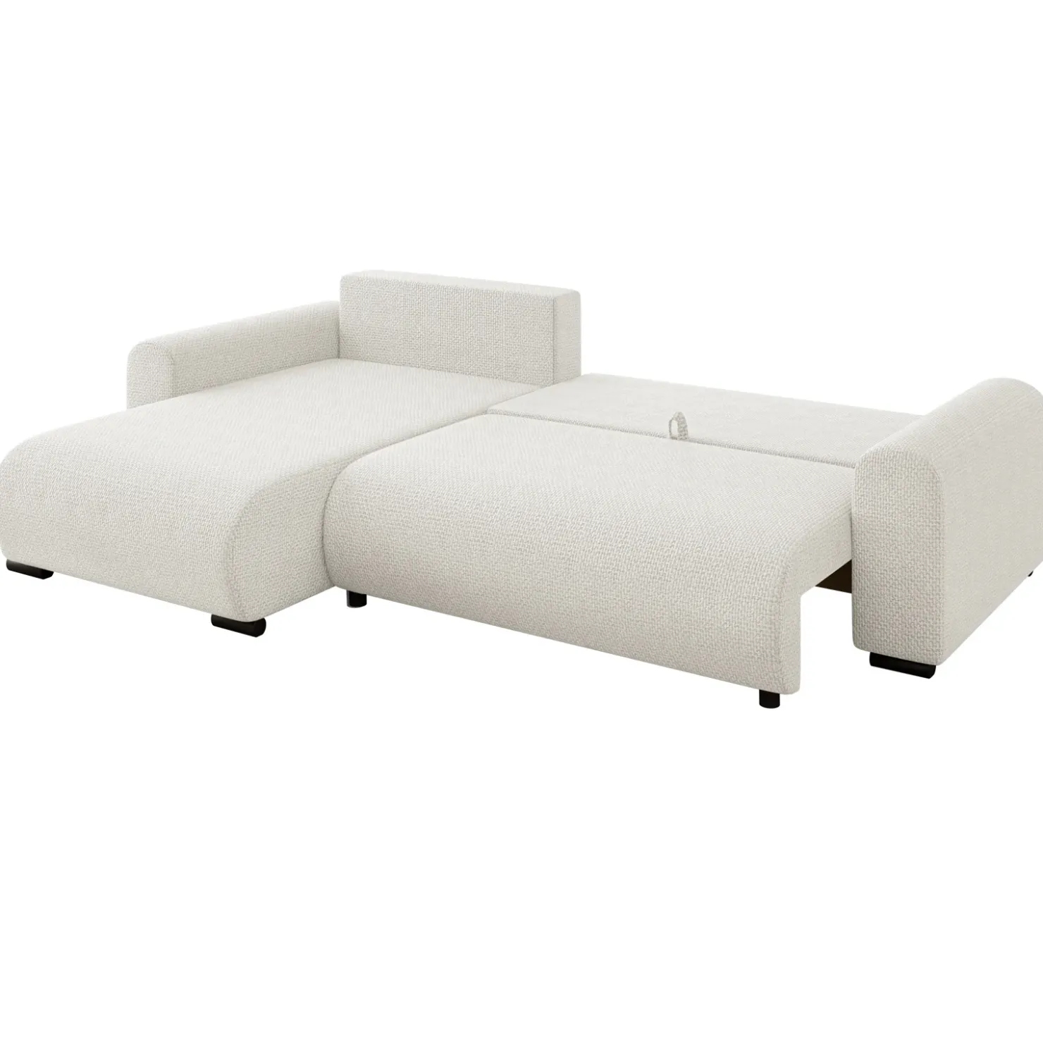 Garnero Arredamenti Divano letto angolare 4 posti 285x188cm con contenitore a trama spessa bianco Soft Tessuto Flow a Trama Spessa Bianco
